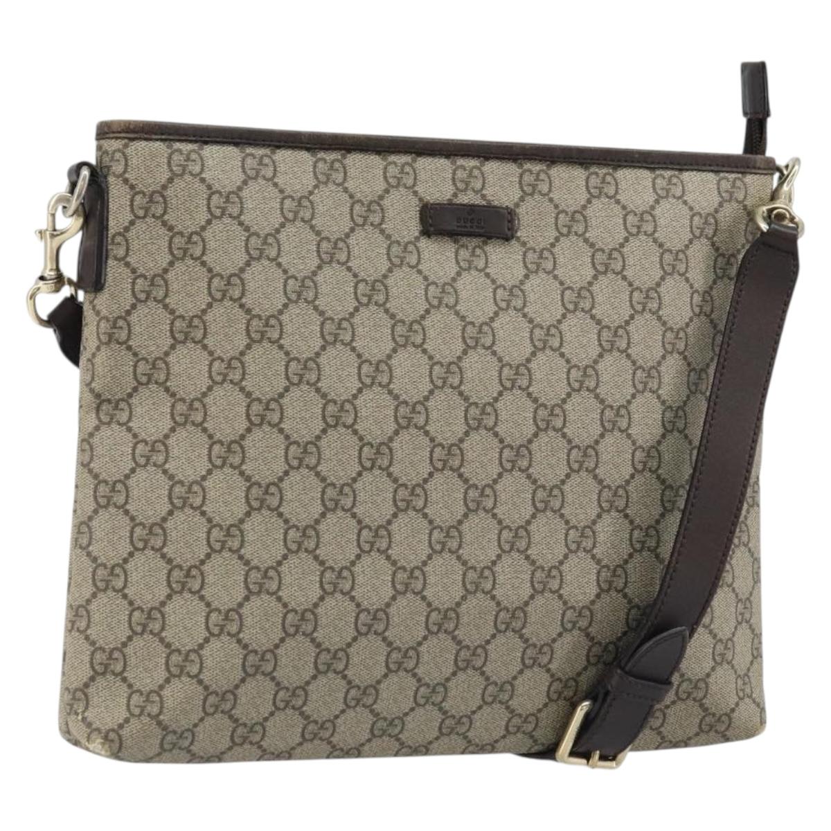 GUCCI GG Supreme Shoulder Bag PVC Beige Gold 388924 Auth 173571