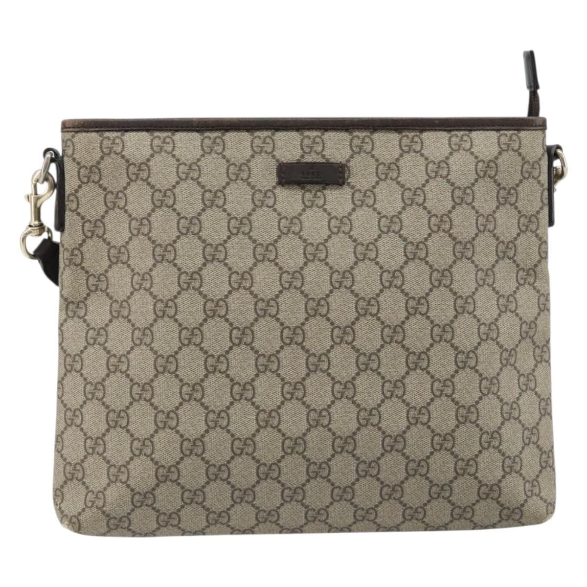 GUCCI GG Supreme Shoulder Bag PVC Beige Gold 388924 Auth 173571