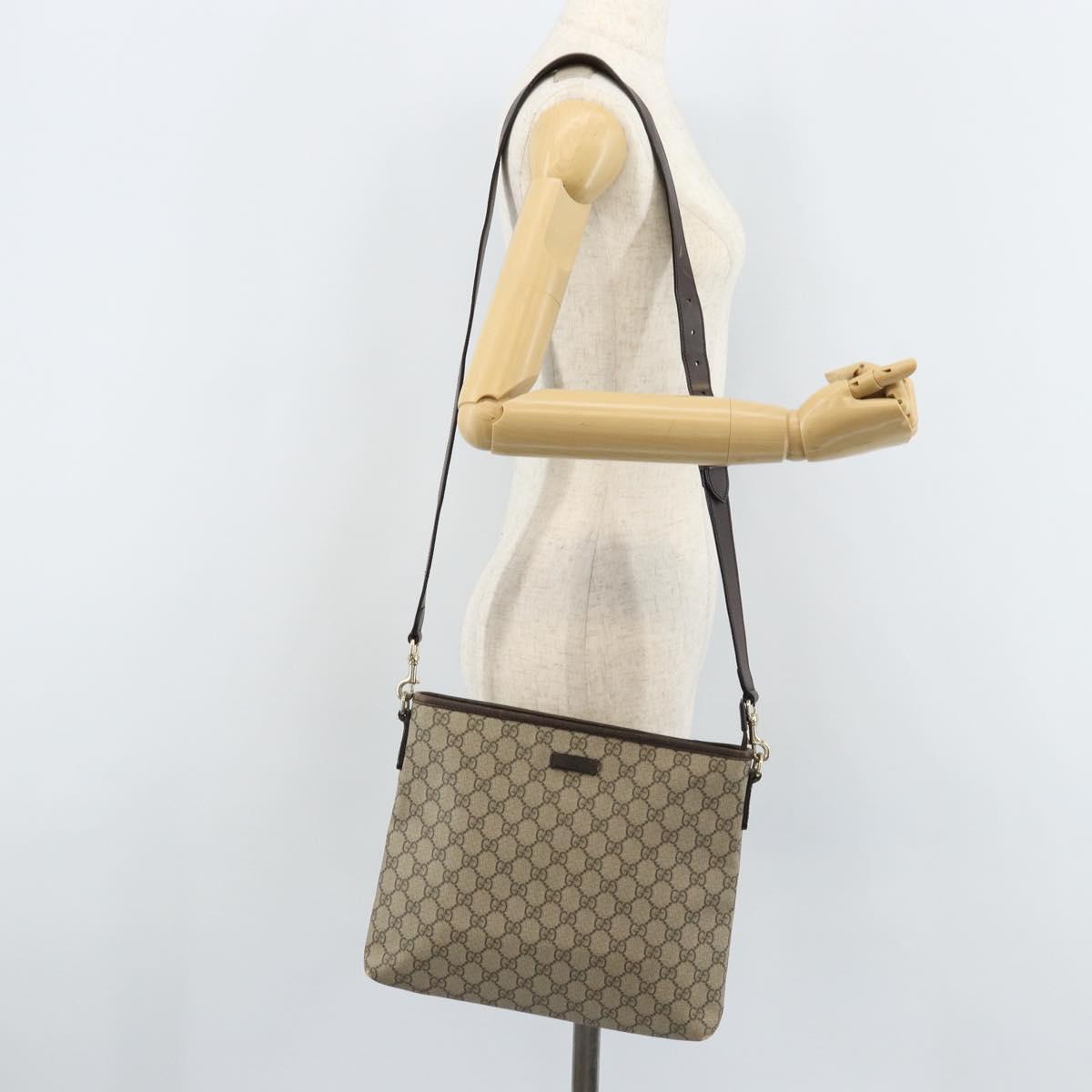 GUCCI GG Supreme Shoulder Bag PVC Beige Gold 388924 Auth 173571