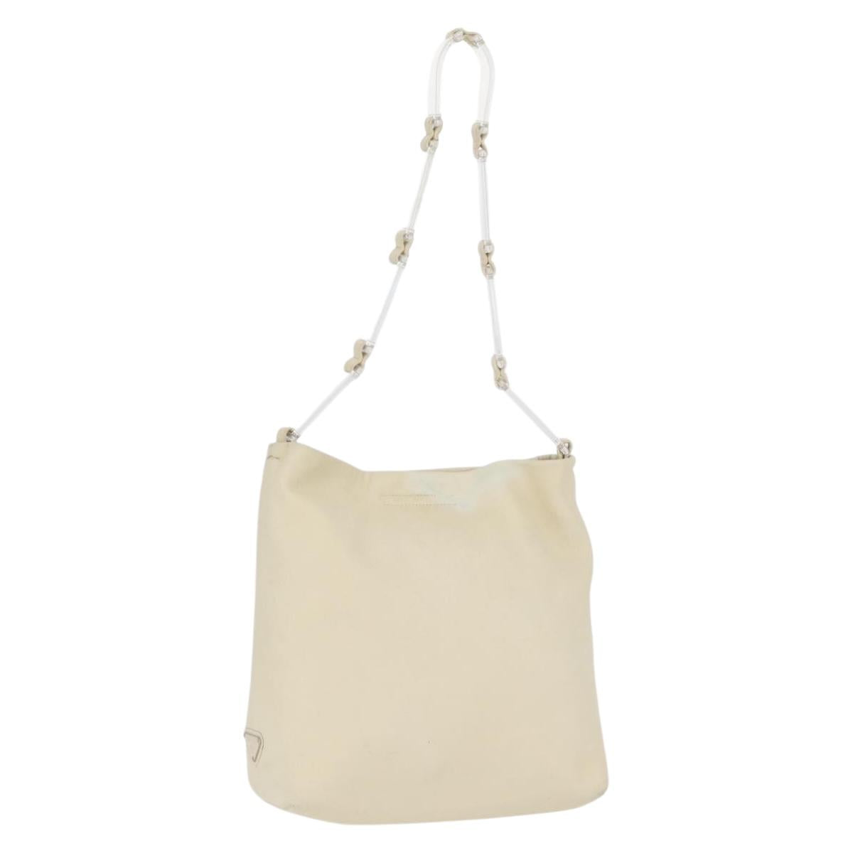 PRADA Shoulder Bag Leather plastic Ivory Clear Auth 173573