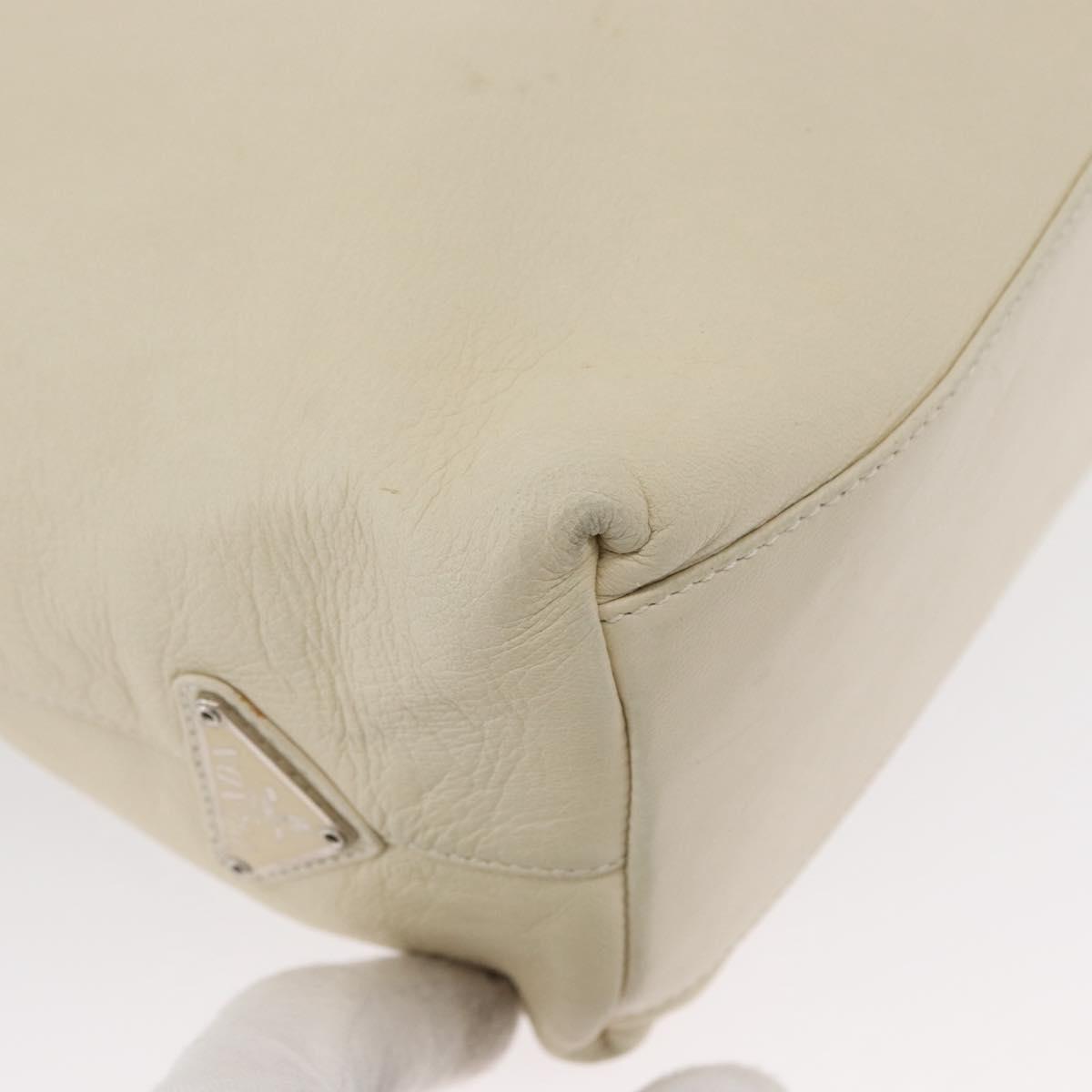 PRADA Shoulder Bag Leather plastic Ivory Clear Auth 173573