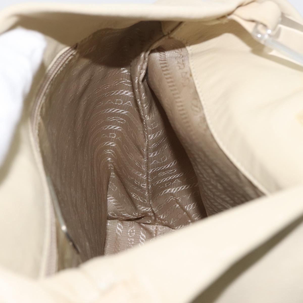 PRADA Shoulder Bag Leather plastic Ivory Clear Auth 173573