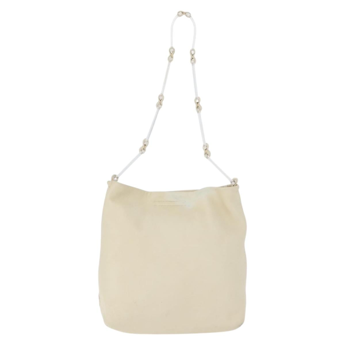 PRADA Shoulder Bag Leather plastic Ivory Clear Auth 173573
