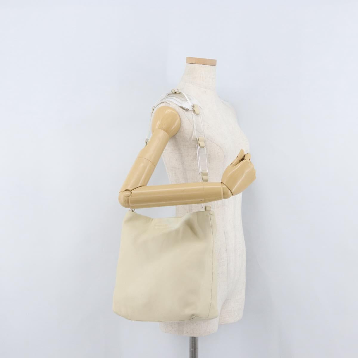 PRADA Shoulder Bag Leather plastic Ivory Clear Auth 173573