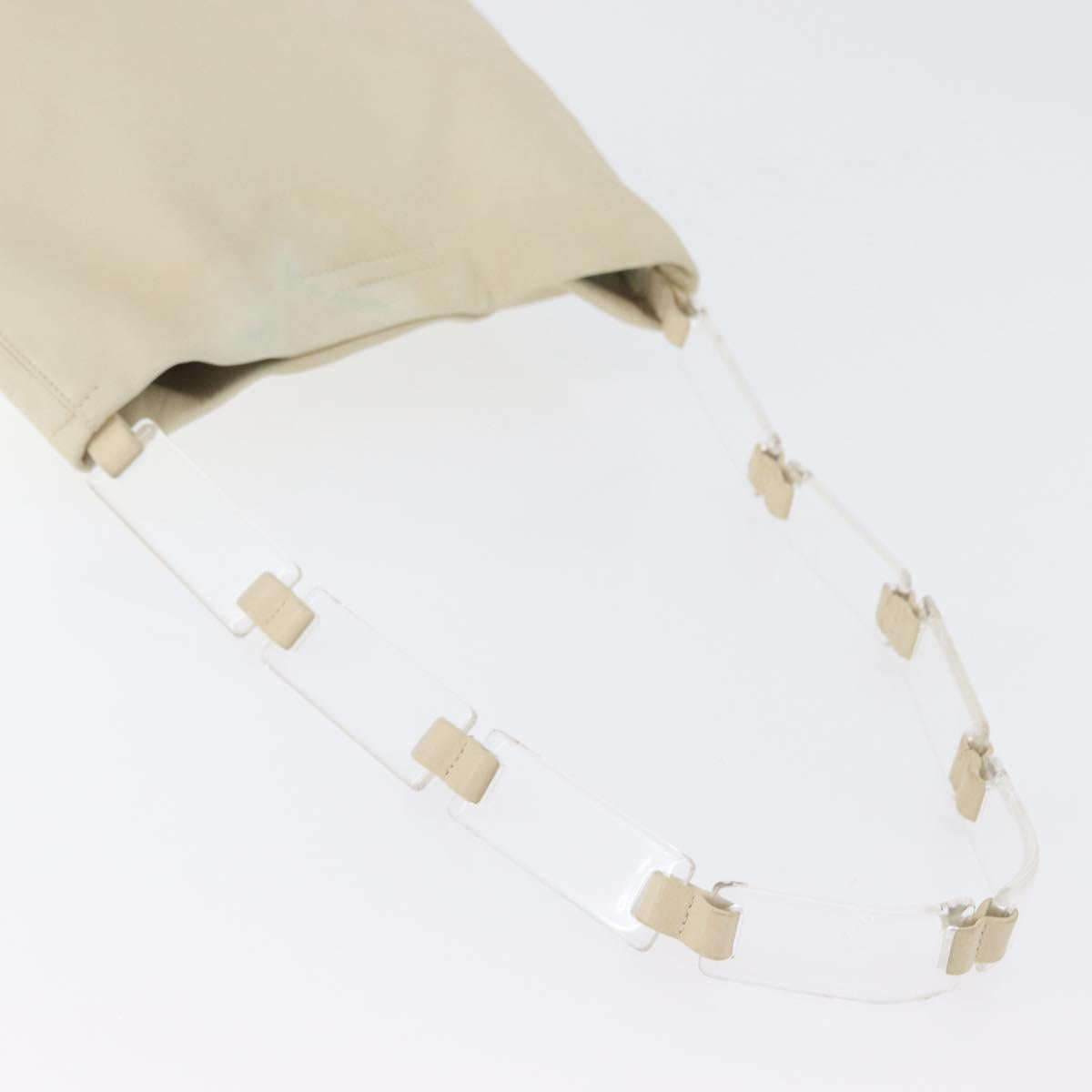 PRADA Shoulder Bag Leather plastic Ivory Clear Auth 173573