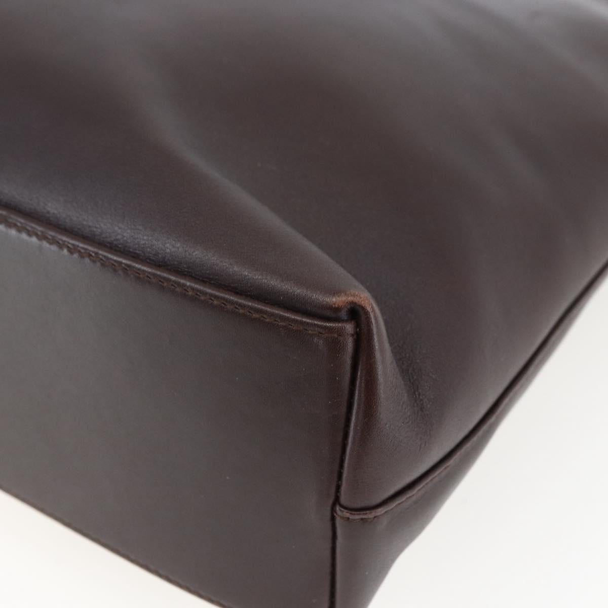 GUCCI Bamboo Hand Bag Leather Dark Brown Gold Auth 173575