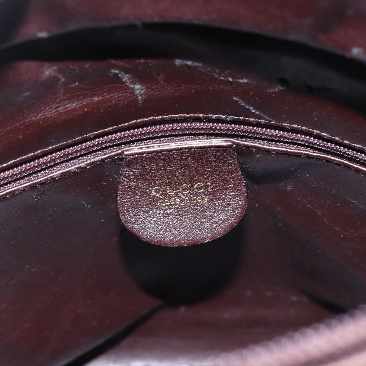 GUCCI Bamboo Hand Bag Leather Dark Brown Gold Auth 173575