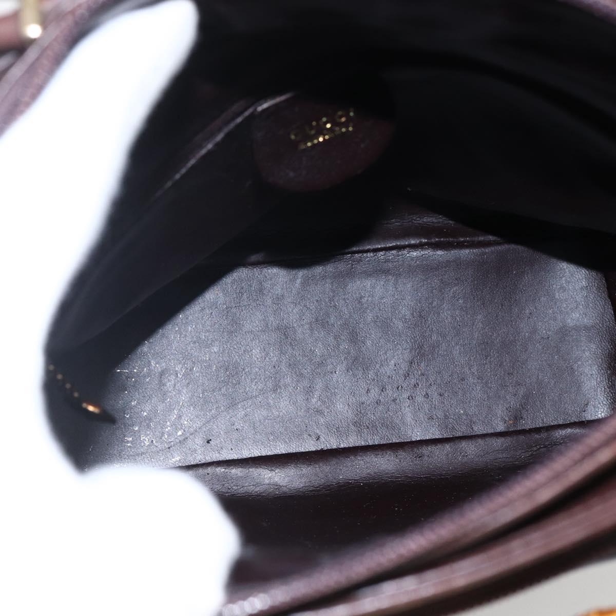 GUCCI Bamboo Hand Bag Leather Dark Brown Gold Auth 173575