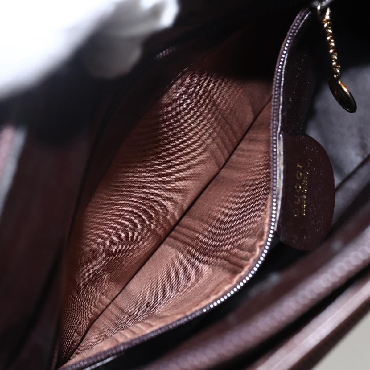 GUCCI Bamboo Hand Bag Leather Dark Brown Gold Auth 173575
