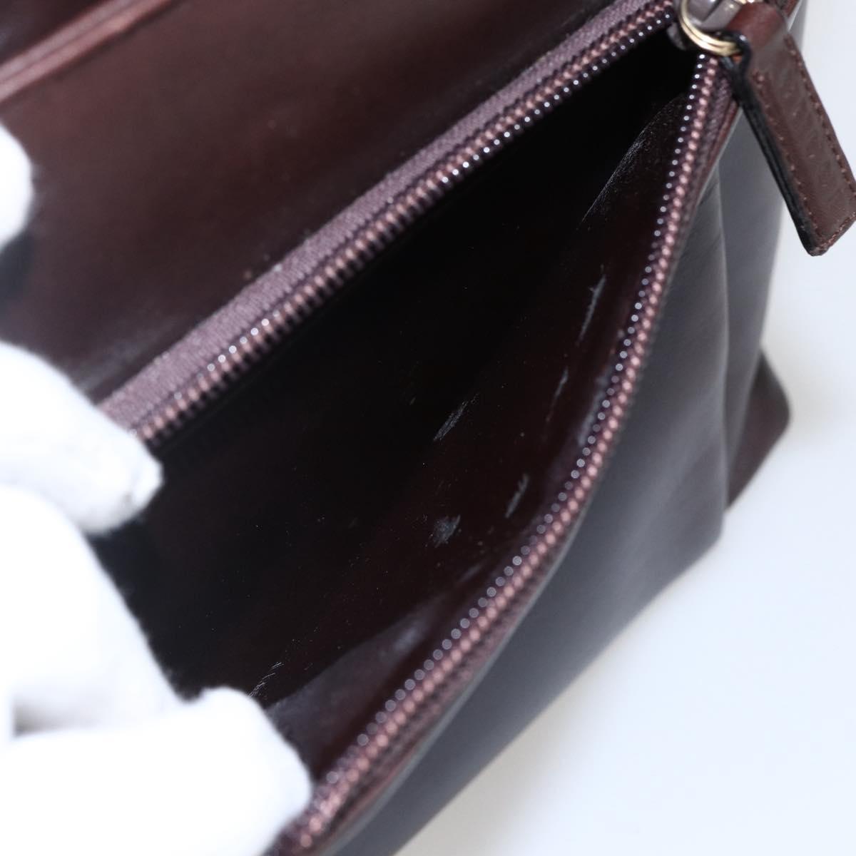 GUCCI Bamboo Hand Bag Leather Dark Brown Gold Auth 173575