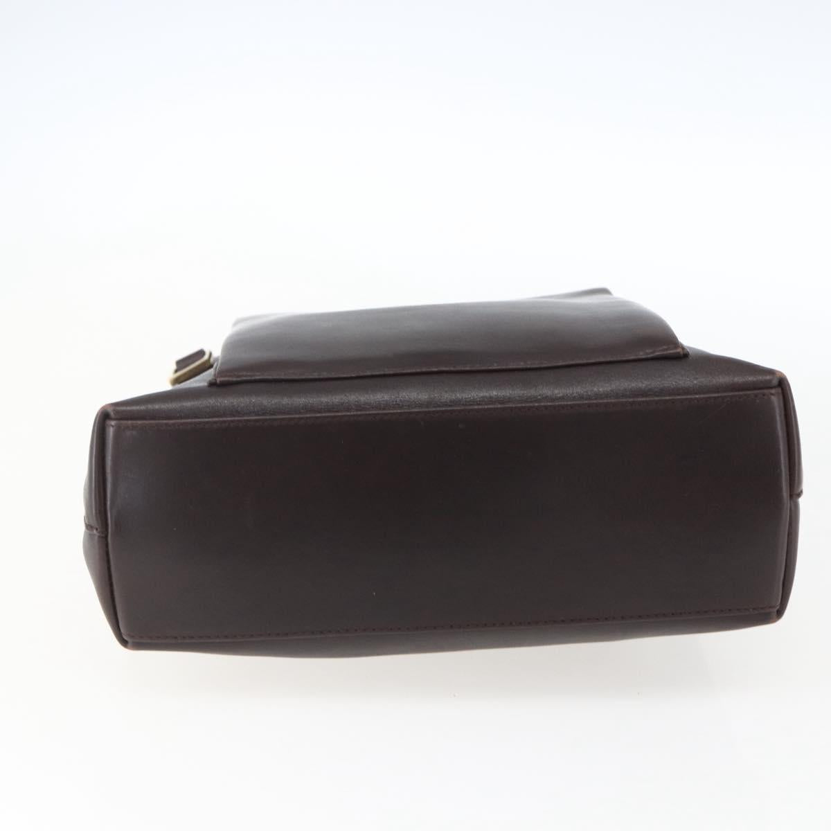 GUCCI Bamboo Hand Bag Leather Dark Brown Gold Auth 173575