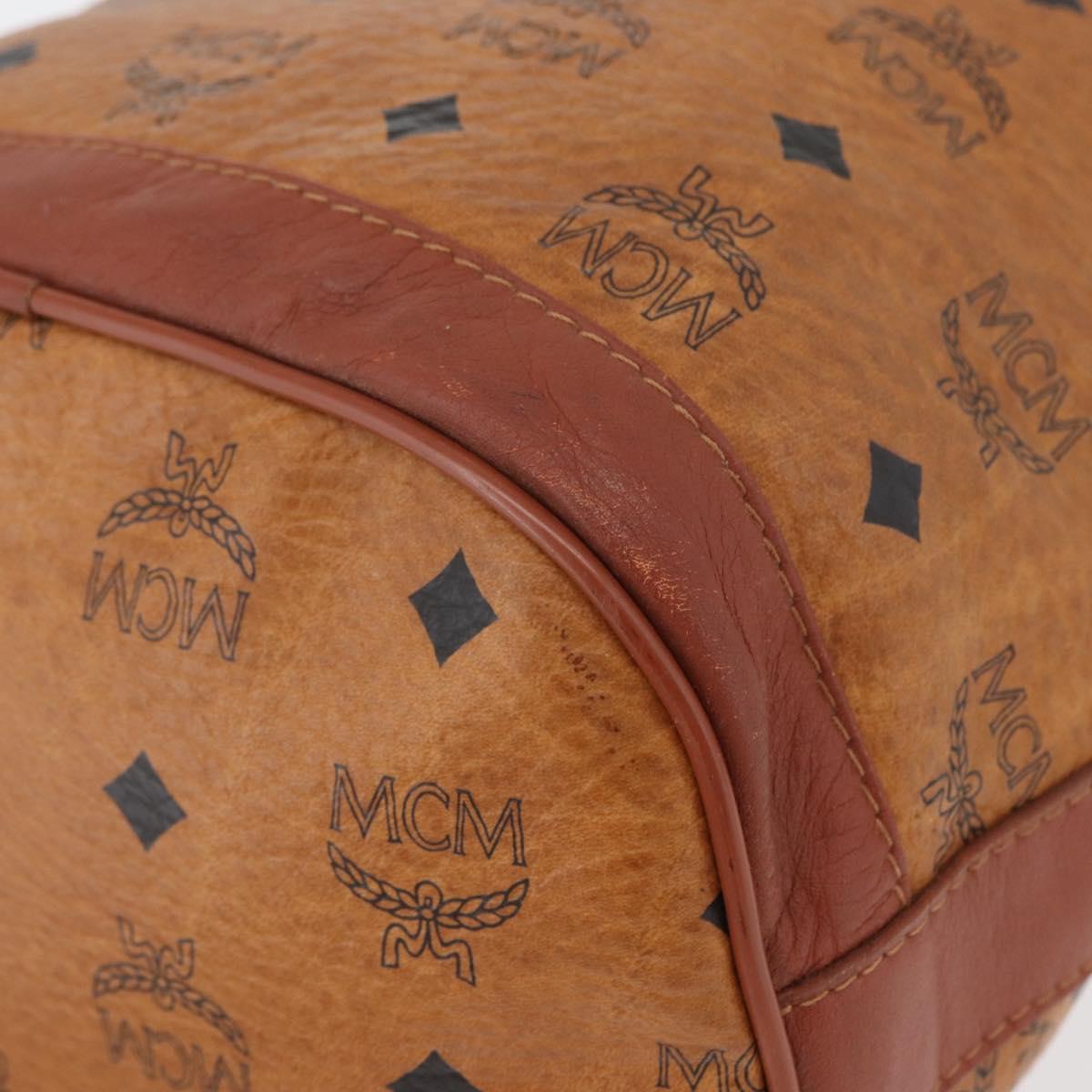 MCM Vicetos Logogram Shoulder Bag PVC Leather Brown Gold Auth 173576