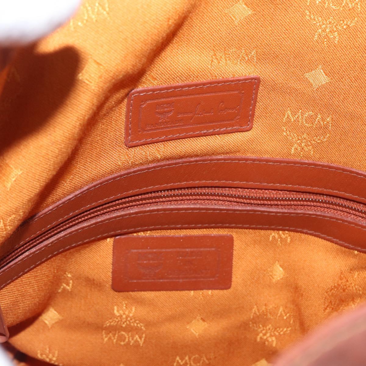 MCM Vicetos Logogram Shoulder Bag PVC Leather Brown Gold Auth 173576
