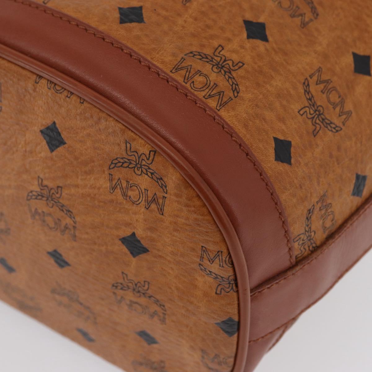 MCM Vicetos Logogram Shoulder Bag PVC Leather Brown Gold Auth 173578