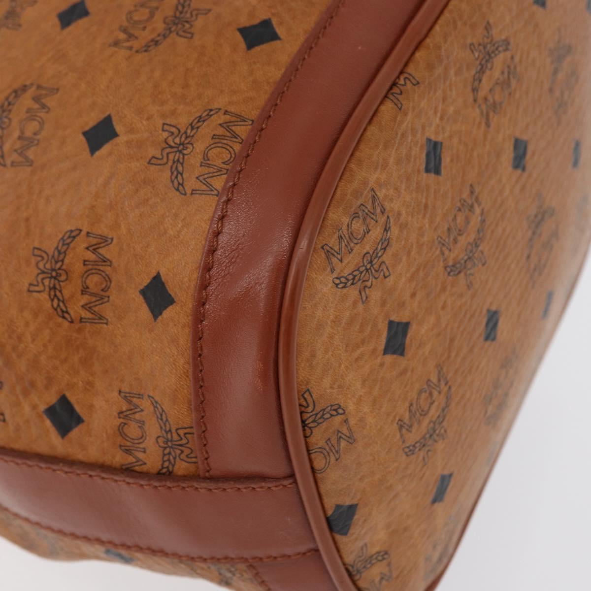 MCM Vicetos Logogram Shoulder Bag PVC Leather Brown Gold Auth 173578