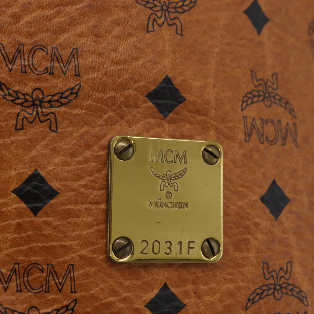 MCM Vicetos Logogram Shoulder Bag PVC Leather Brown Gold Auth 173578