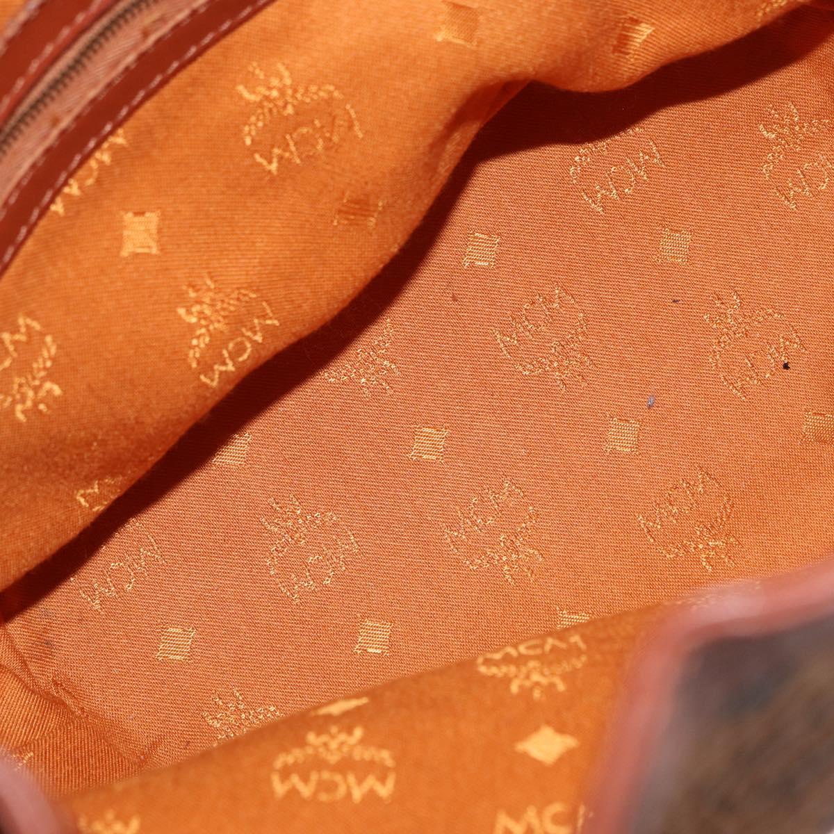 MCM Vicetos Logogram Shoulder Bag PVC Leather Brown Gold Auth 173578