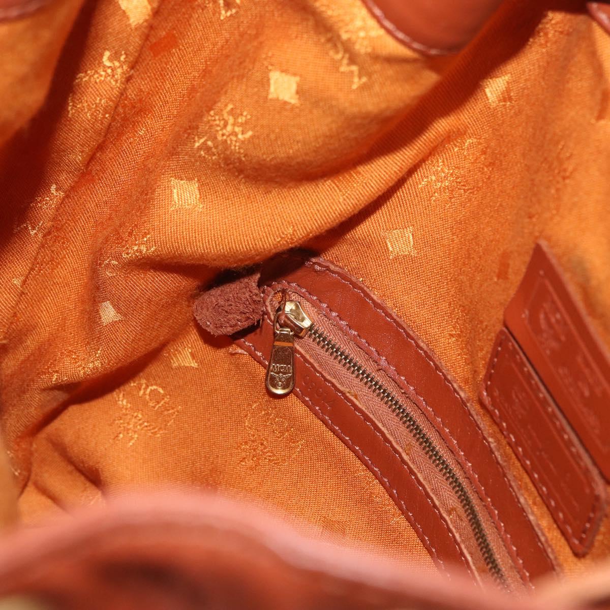 MCM Vicetos Logogram Shoulder Bag PVC Leather Brown Gold Auth 173578