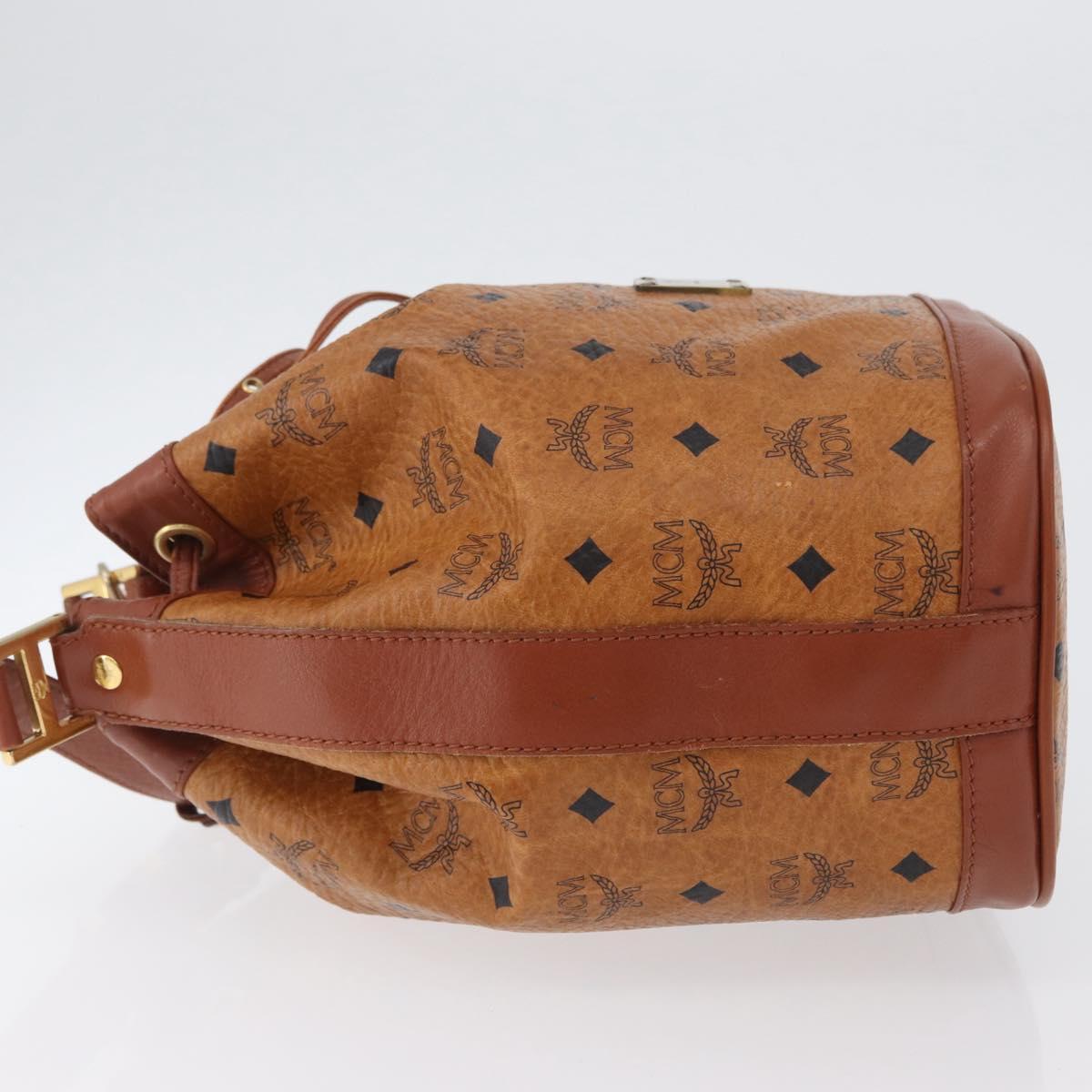 MCM Vicetos Logogram Shoulder Bag PVC Leather Brown Gold Auth 173578