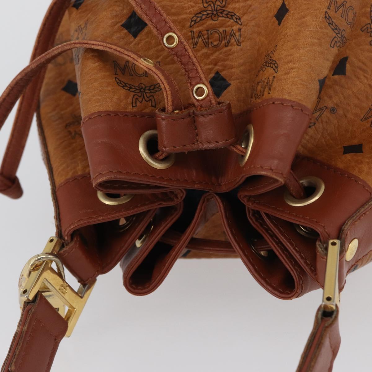 MCM Vicetos Logogram Shoulder Bag PVC Leather Brown Gold Auth 173578