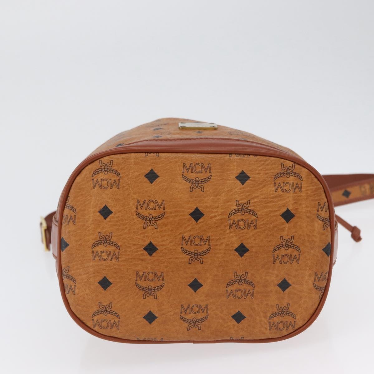 MCM Vicetos Logogram Shoulder Bag PVC Leather Brown Gold Auth 173578