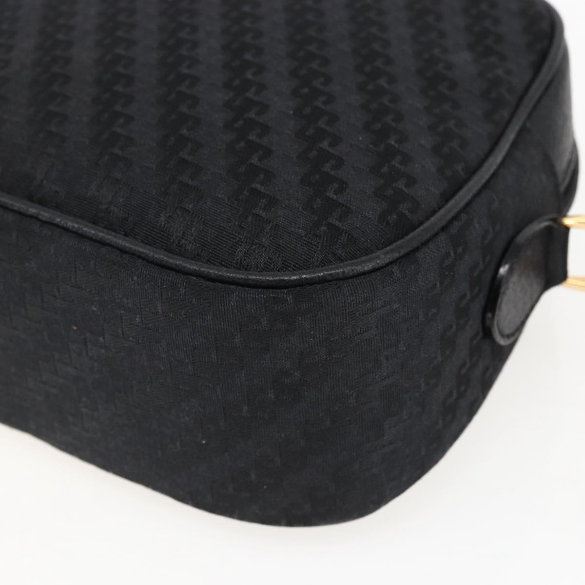 GUCCI Shoulder Bag Canvas Leather Black Gold 007 115 0175 Auth 173582