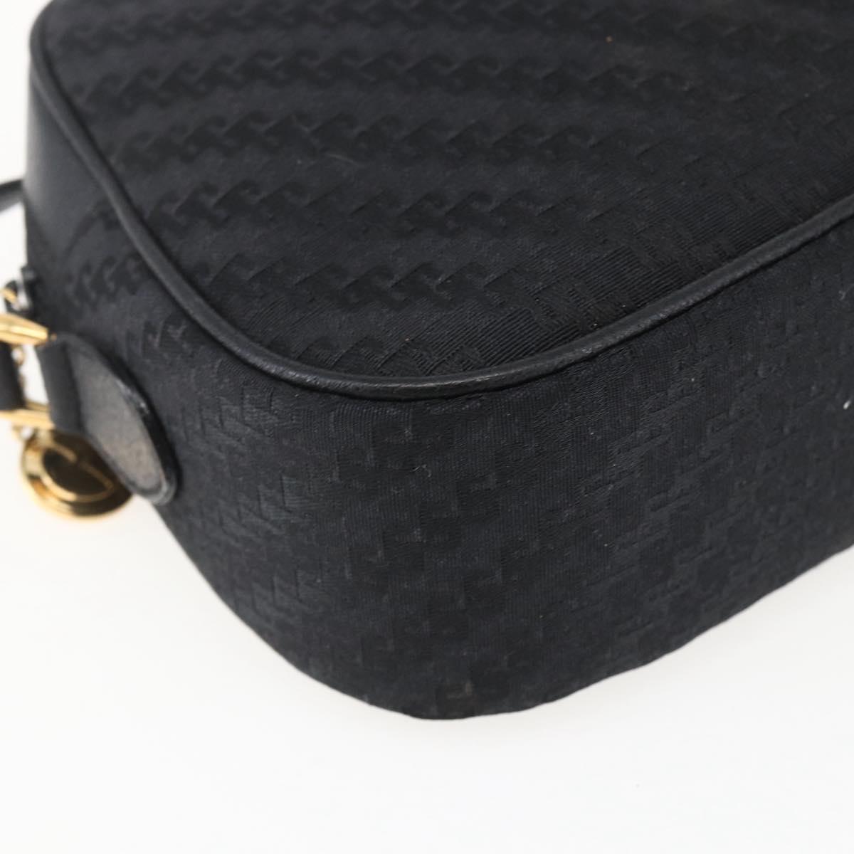 GUCCI Shoulder Bag Canvas Leather Black Gold 007 115 0175 Auth 173582