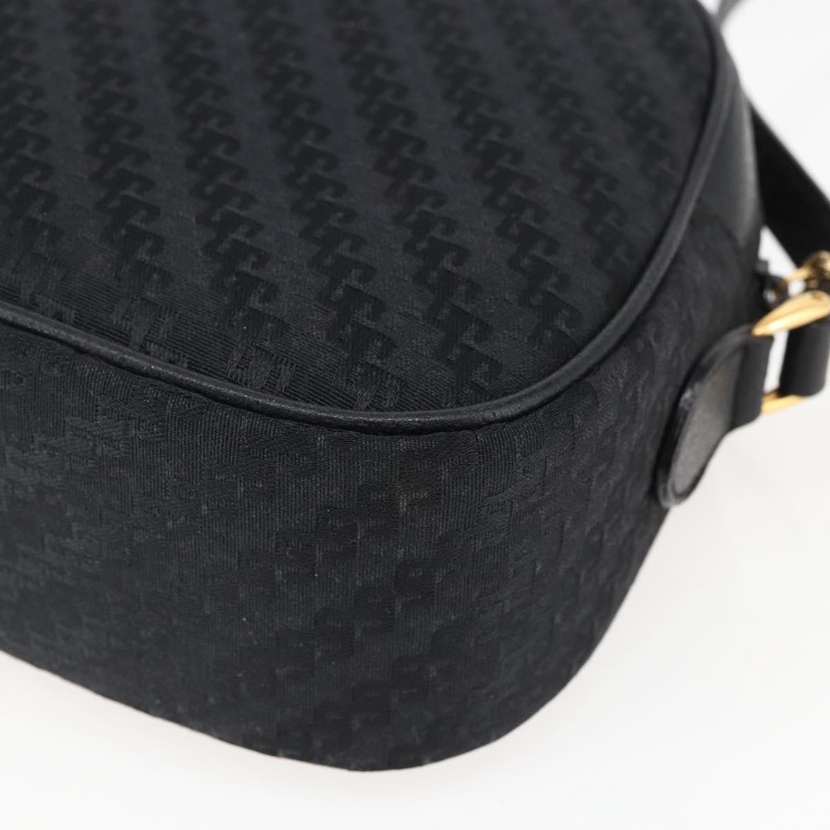 GUCCI Shoulder Bag Canvas Leather Black Gold 007 115 0175 Auth 173582