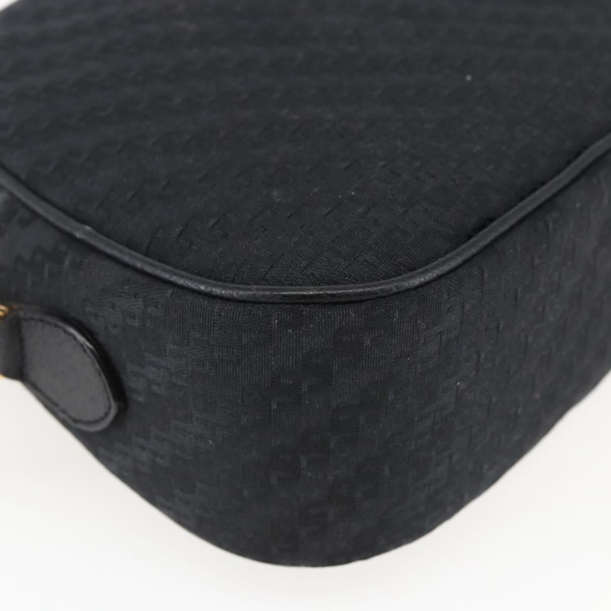 GUCCI Shoulder Bag Canvas Leather Black Gold 007 115 0175 Auth 173582