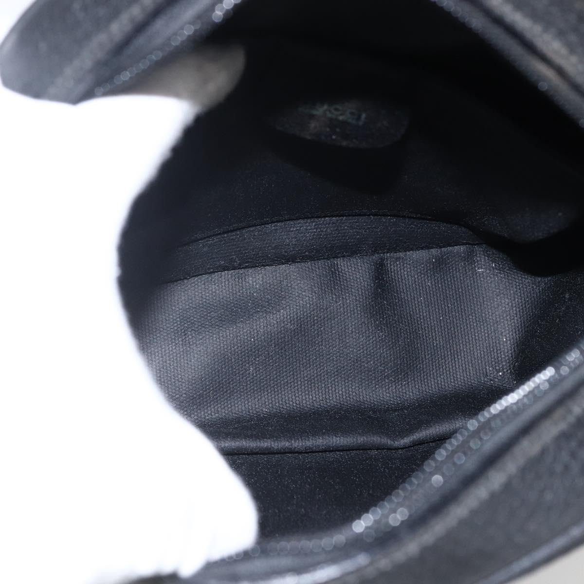 GUCCI Shoulder Bag Canvas Leather Black Gold 007 115 0175 Auth 173582