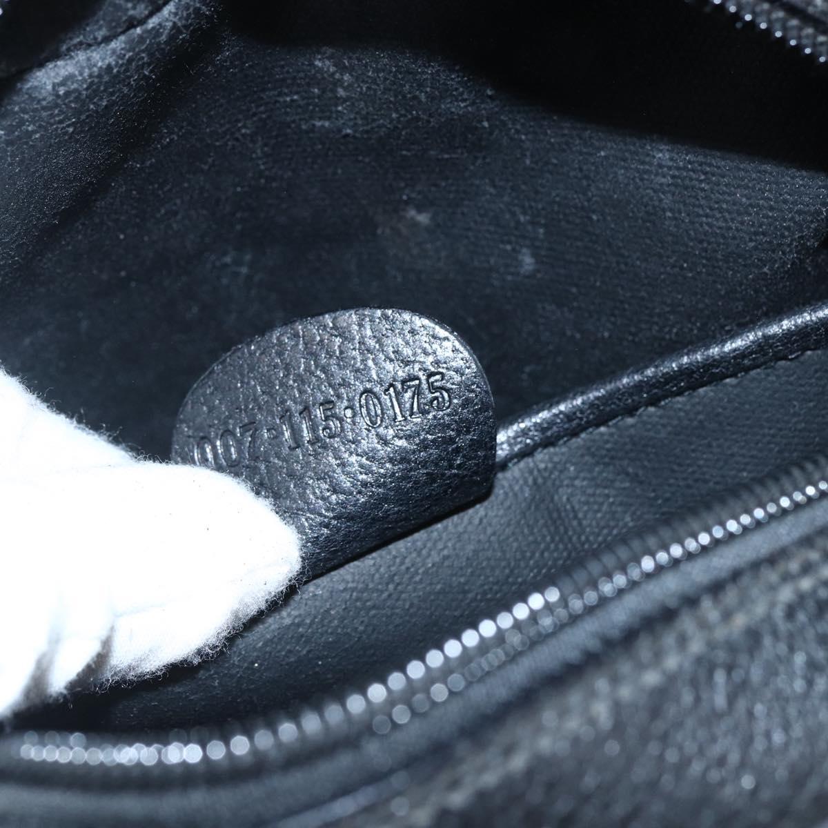 GUCCI Shoulder Bag Canvas Leather Black Gold 007 115 0175 Auth 173582