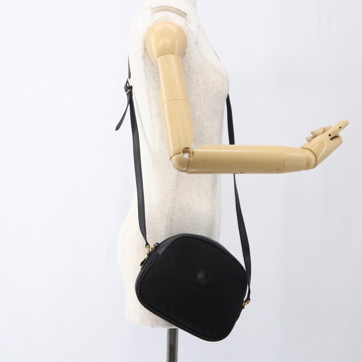 GUCCI Shoulder Bag Canvas Leather Black Gold 007 115 0175 Auth 173582