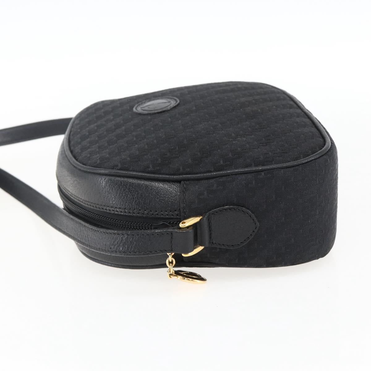 GUCCI Shoulder Bag Canvas Leather Black Gold 007 115 0175 Auth 173582