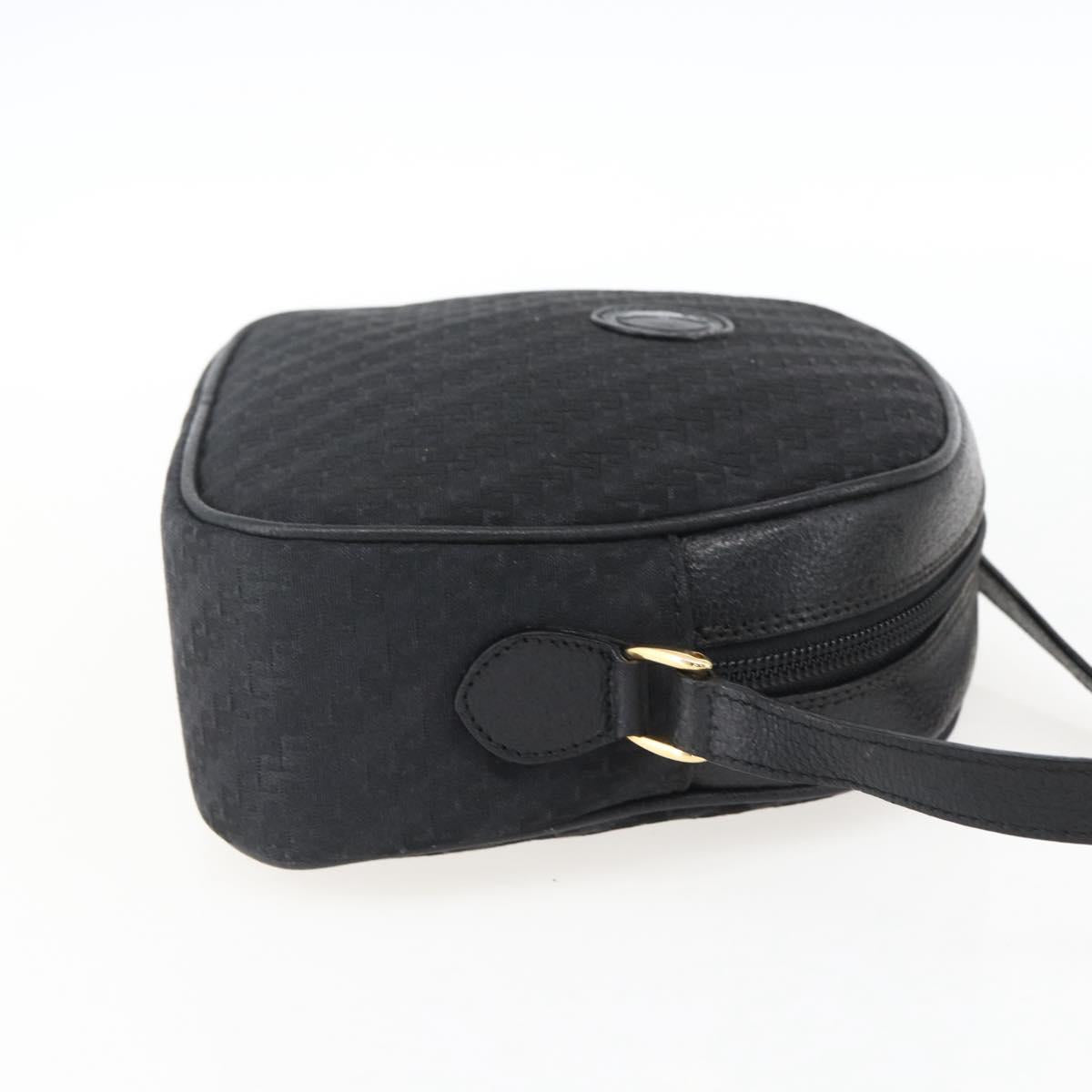 GUCCI Shoulder Bag Canvas Leather Black Gold 007 115 0175 Auth 173582