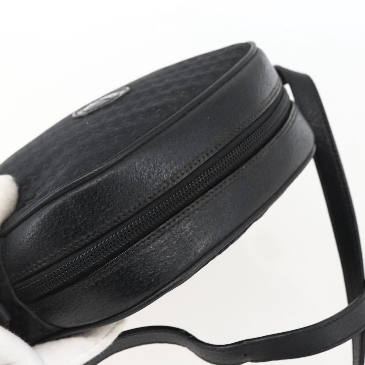 GUCCI Shoulder Bag Canvas Leather Black Gold 007 115 0175 Auth 173582