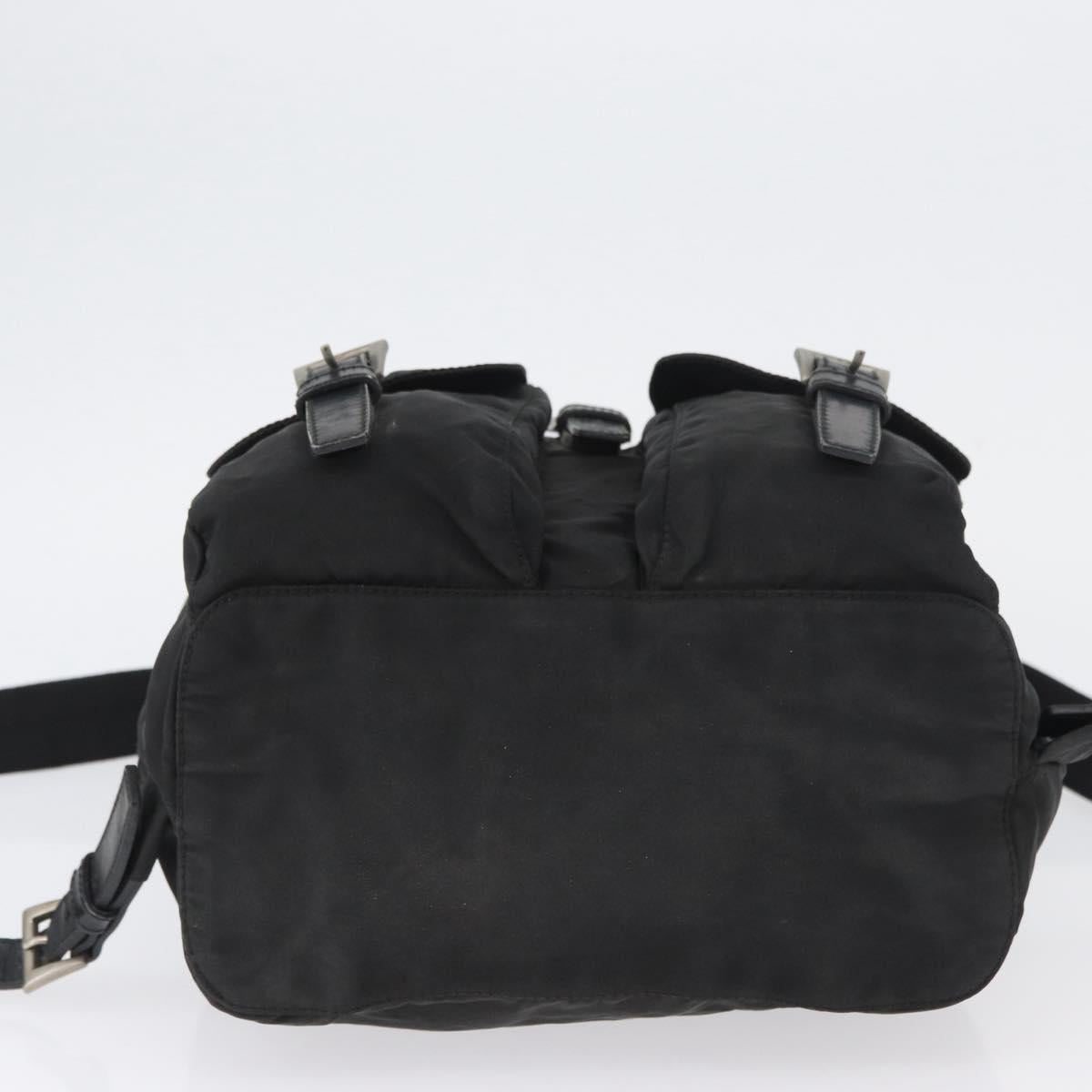 PRADA Backpack Nylon Black Silver Auth 173583