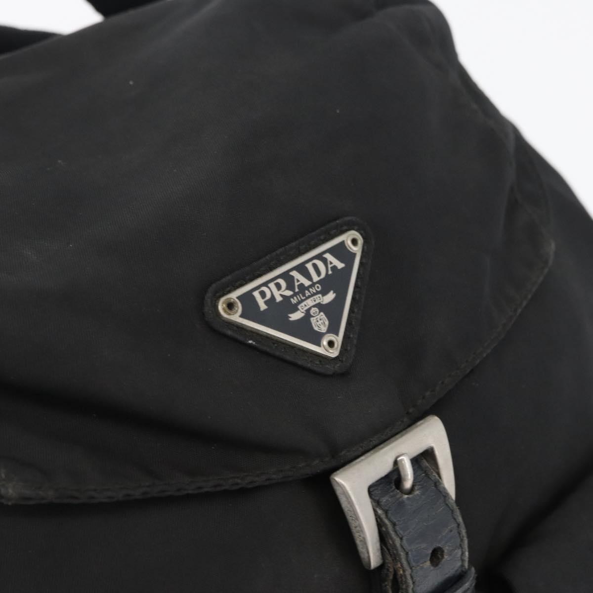 PRADA Backpack Nylon Black Silver Auth 173583