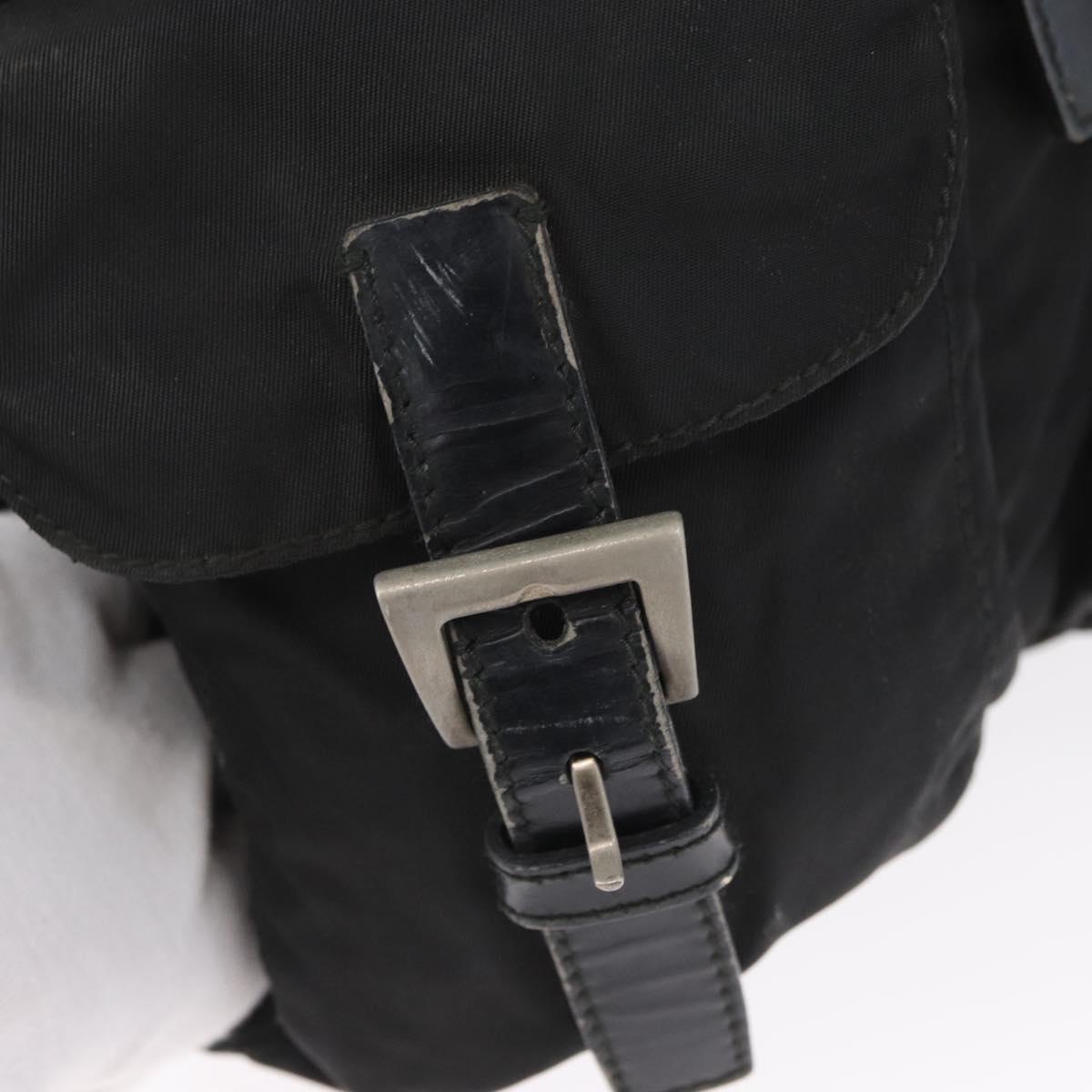 PRADA Backpack Nylon Black Silver Auth 173583