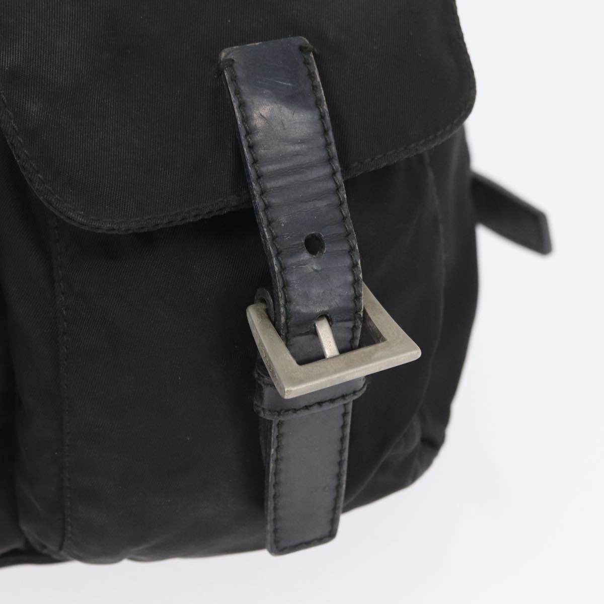 PRADA Backpack Nylon Black Silver Auth 173583