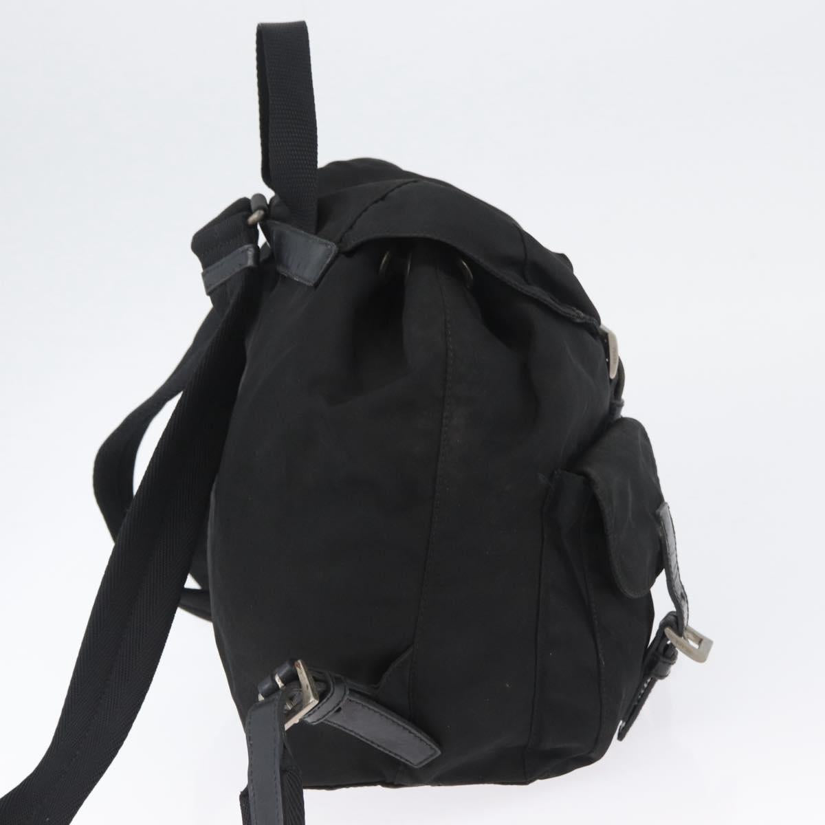 PRADA Backpack Nylon Black Silver Auth 173583