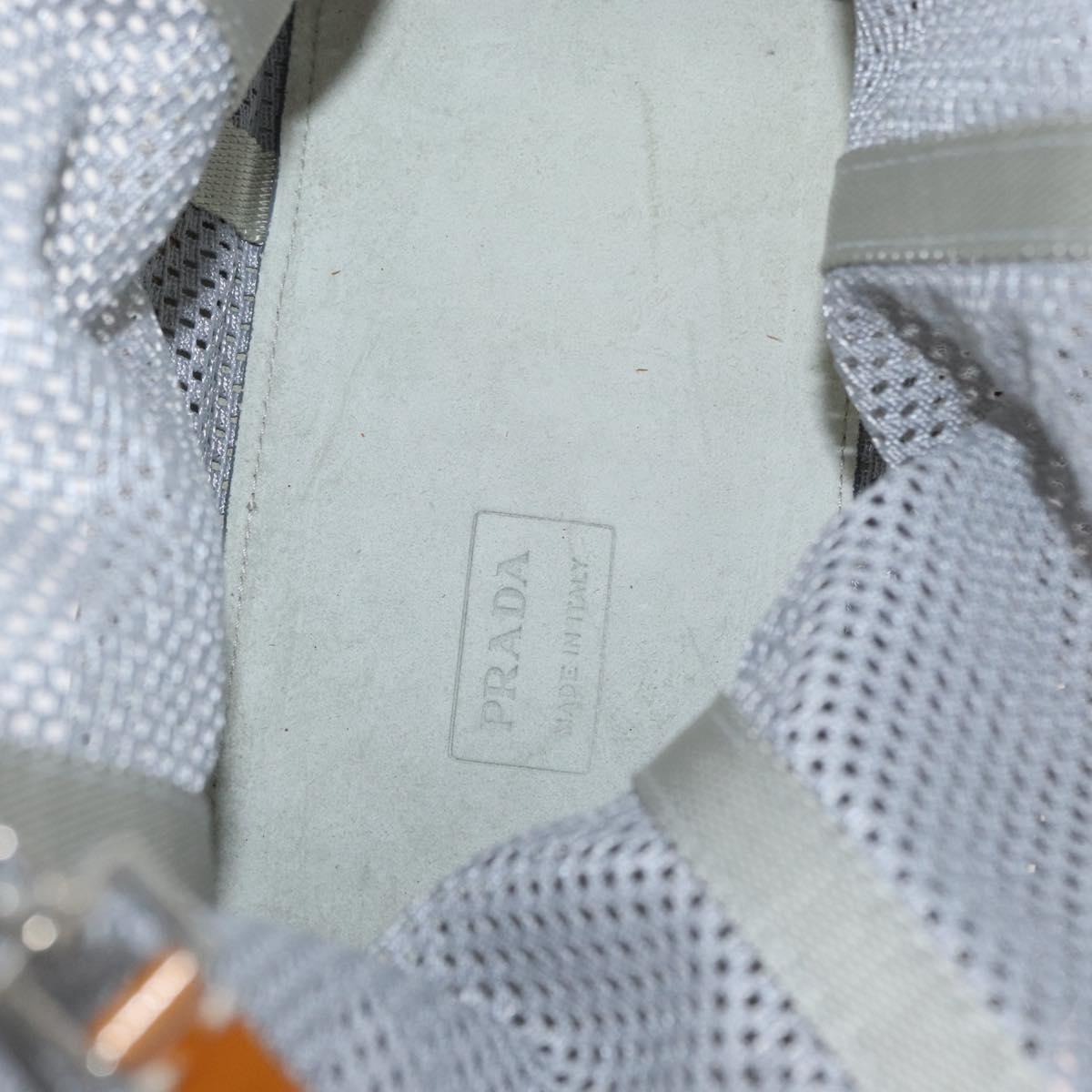 PRADA Mesh Sports Hand Bag Nylon patent leather Gray Silver Auth 173584