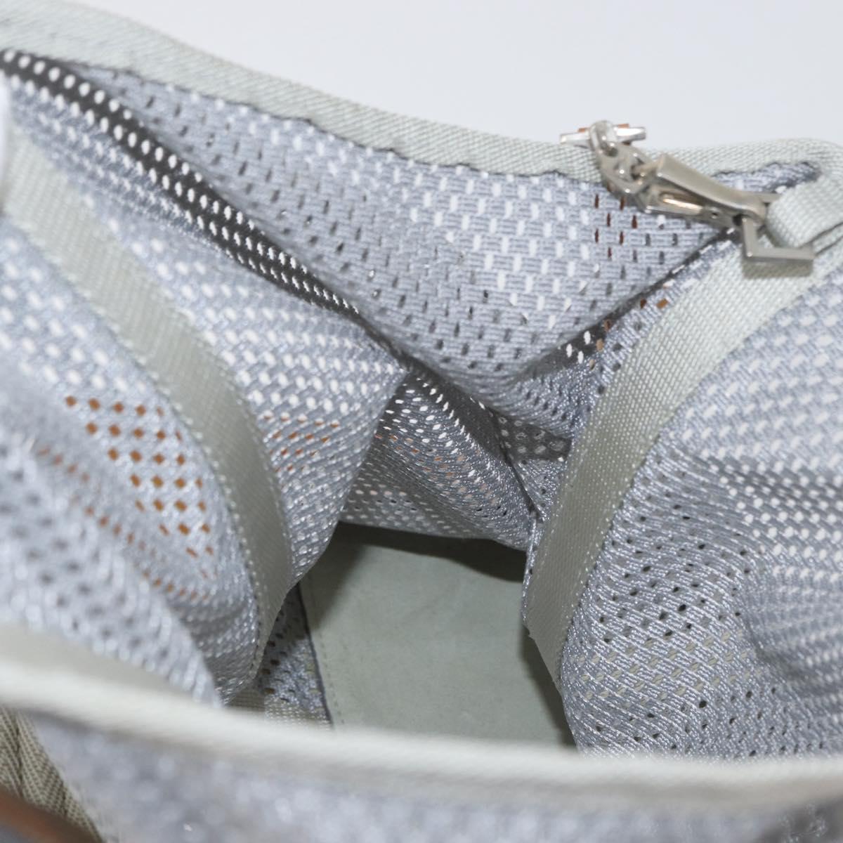 PRADA Mesh Sports Hand Bag Nylon patent leather Gray Silver Auth 173584