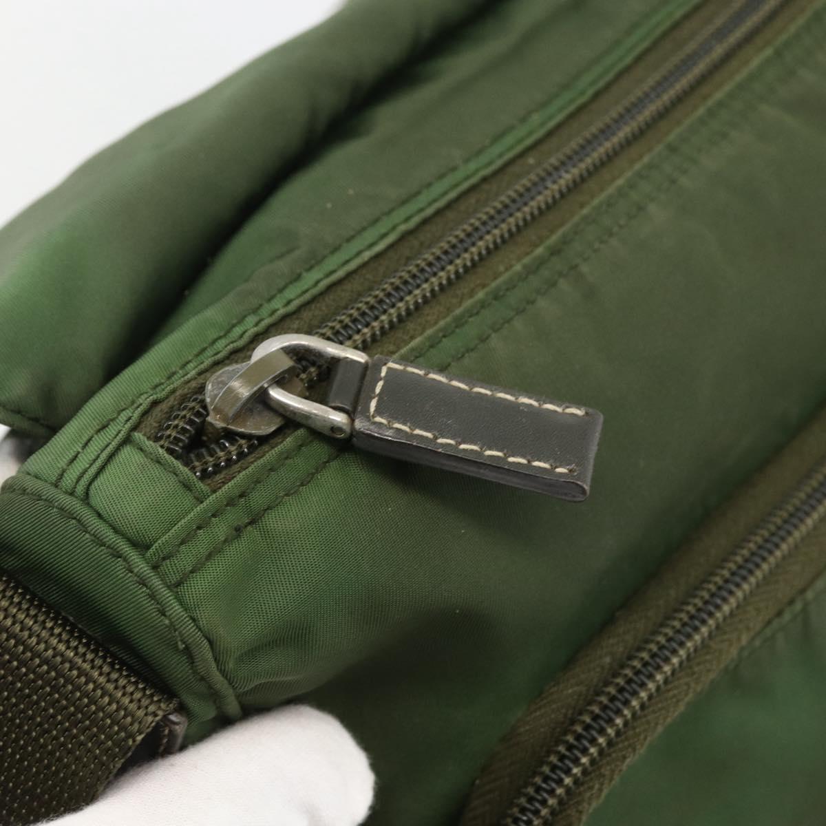 PRADA Shoulder Bag Nylon Khaki Silver Auth 173585