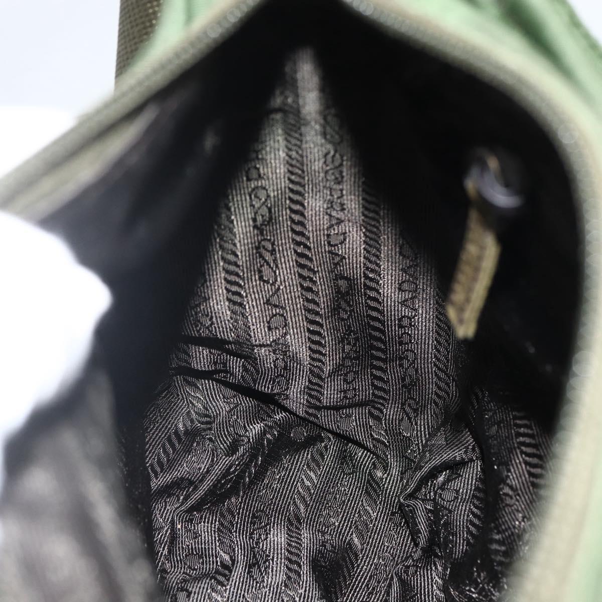 PRADA Shoulder Bag Nylon Khaki Silver Auth 173585