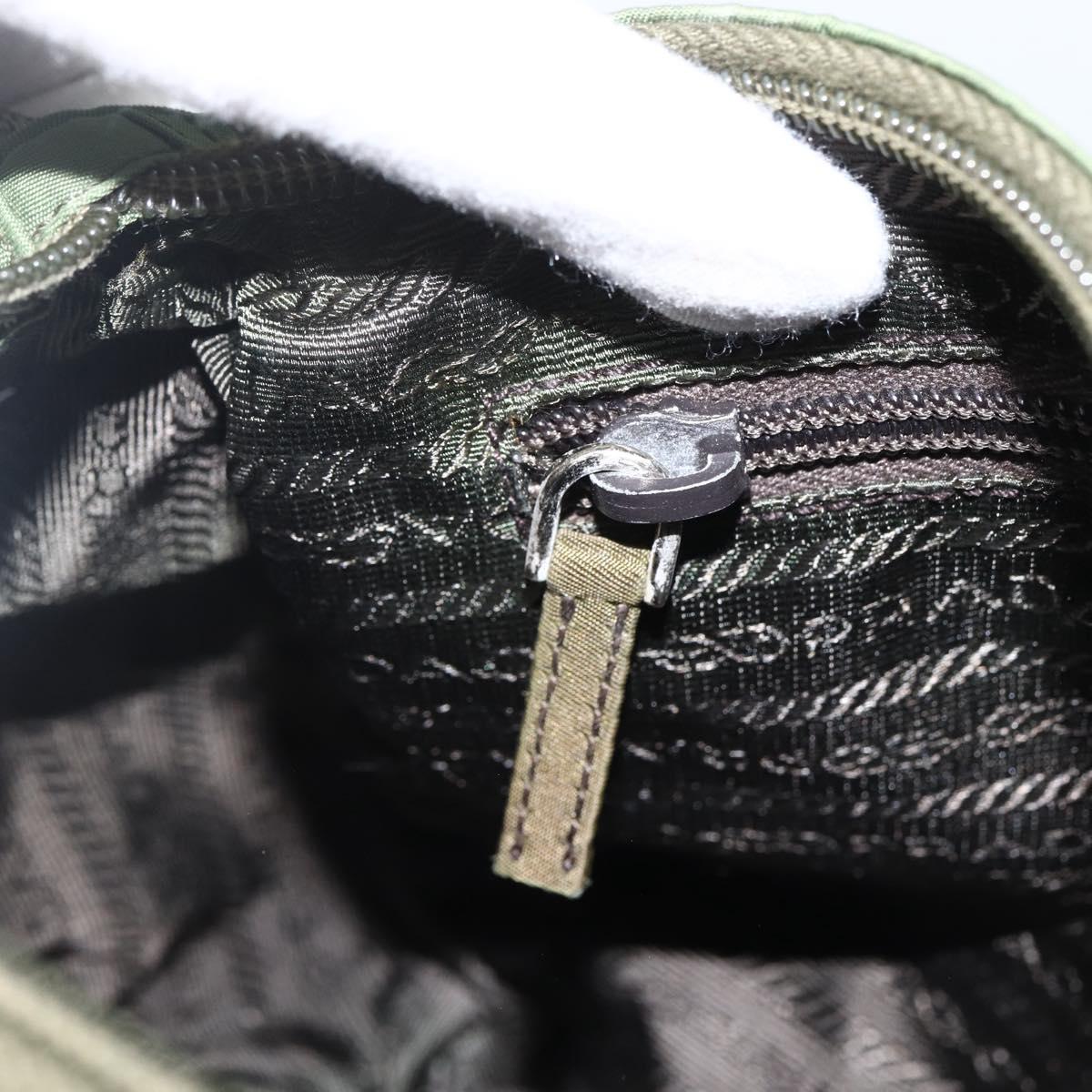 PRADA Shoulder Bag Nylon Khaki Silver Auth 173585