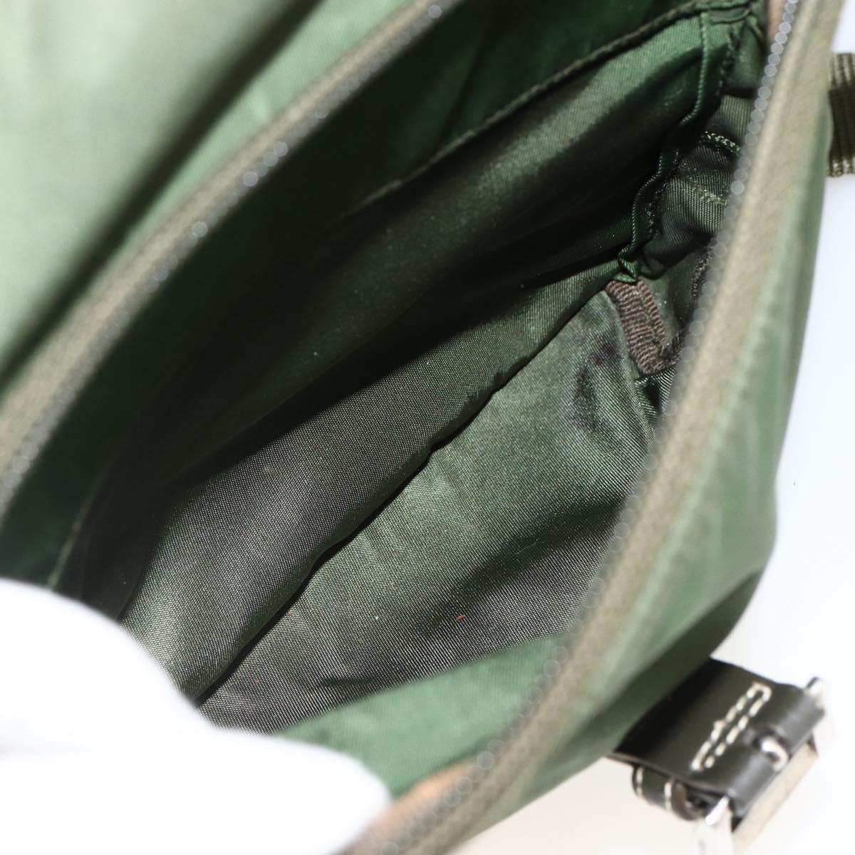 PRADA Shoulder Bag Nylon Khaki Silver Auth 173585
