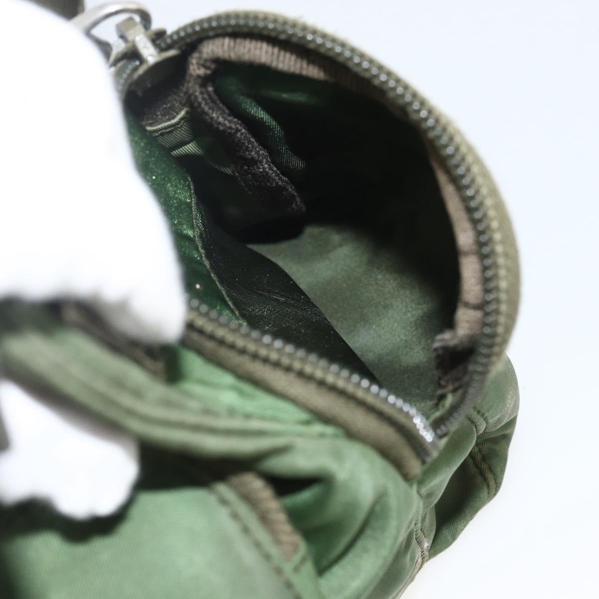 PRADA Shoulder Bag Nylon Khaki Silver Auth 173585