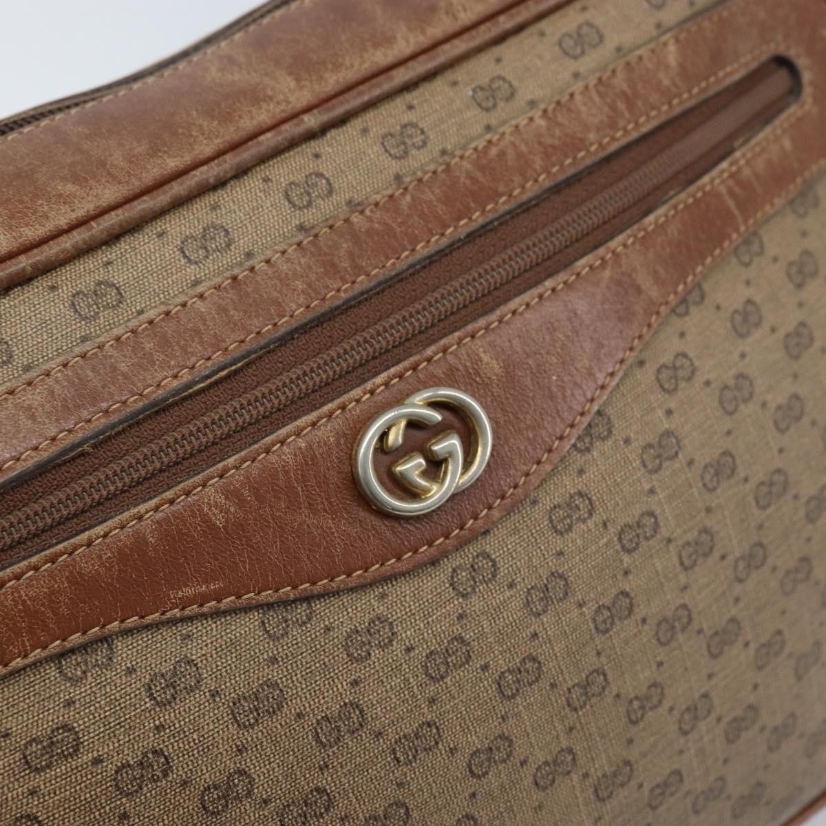 GUCCI Micro GG Supreme Shoulder Bag PVC Beige Gold 001 067 1281 Auth 173586
