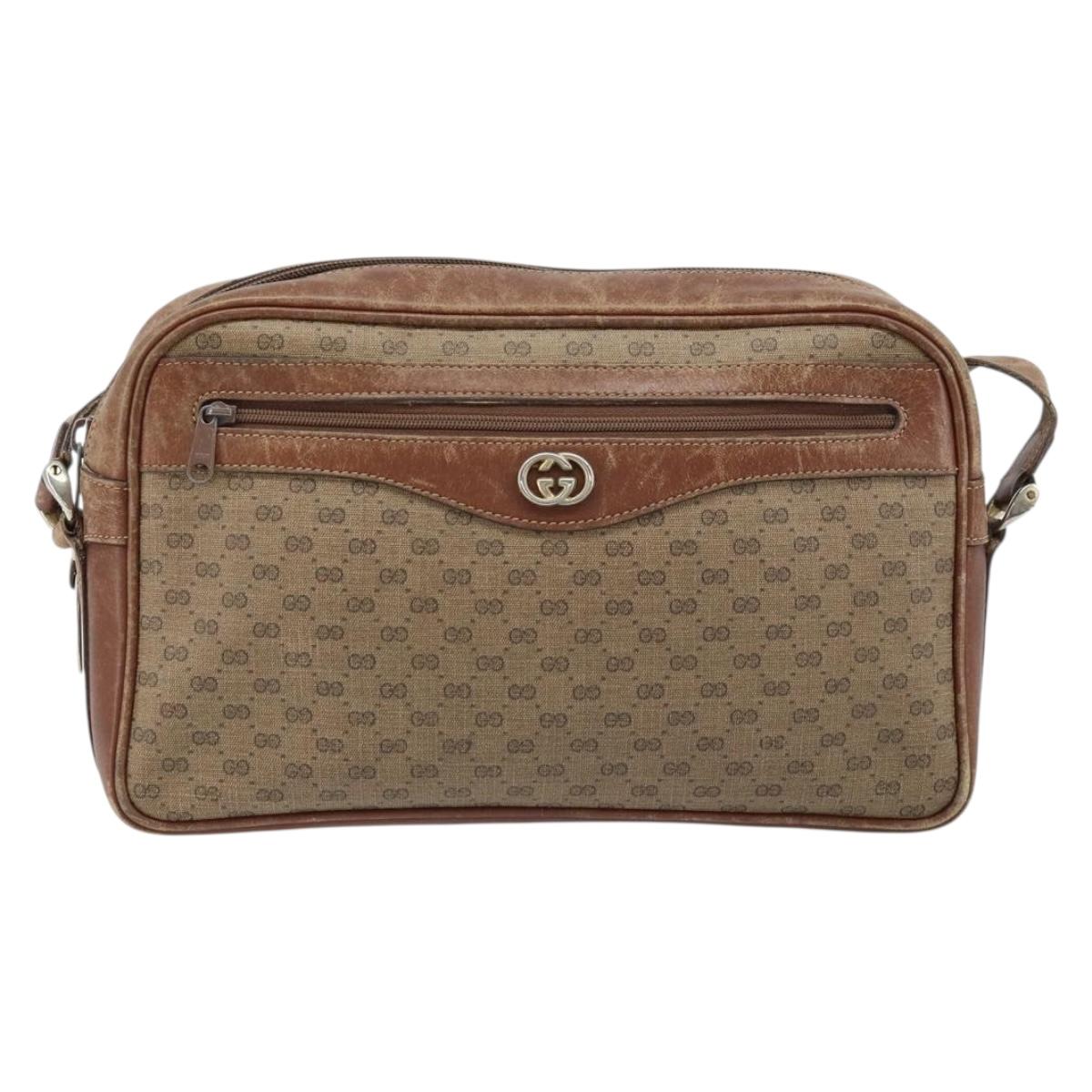 GUCCI Micro GG Supreme Shoulder Bag PVC Beige Gold 001 067 1281 Auth 173586