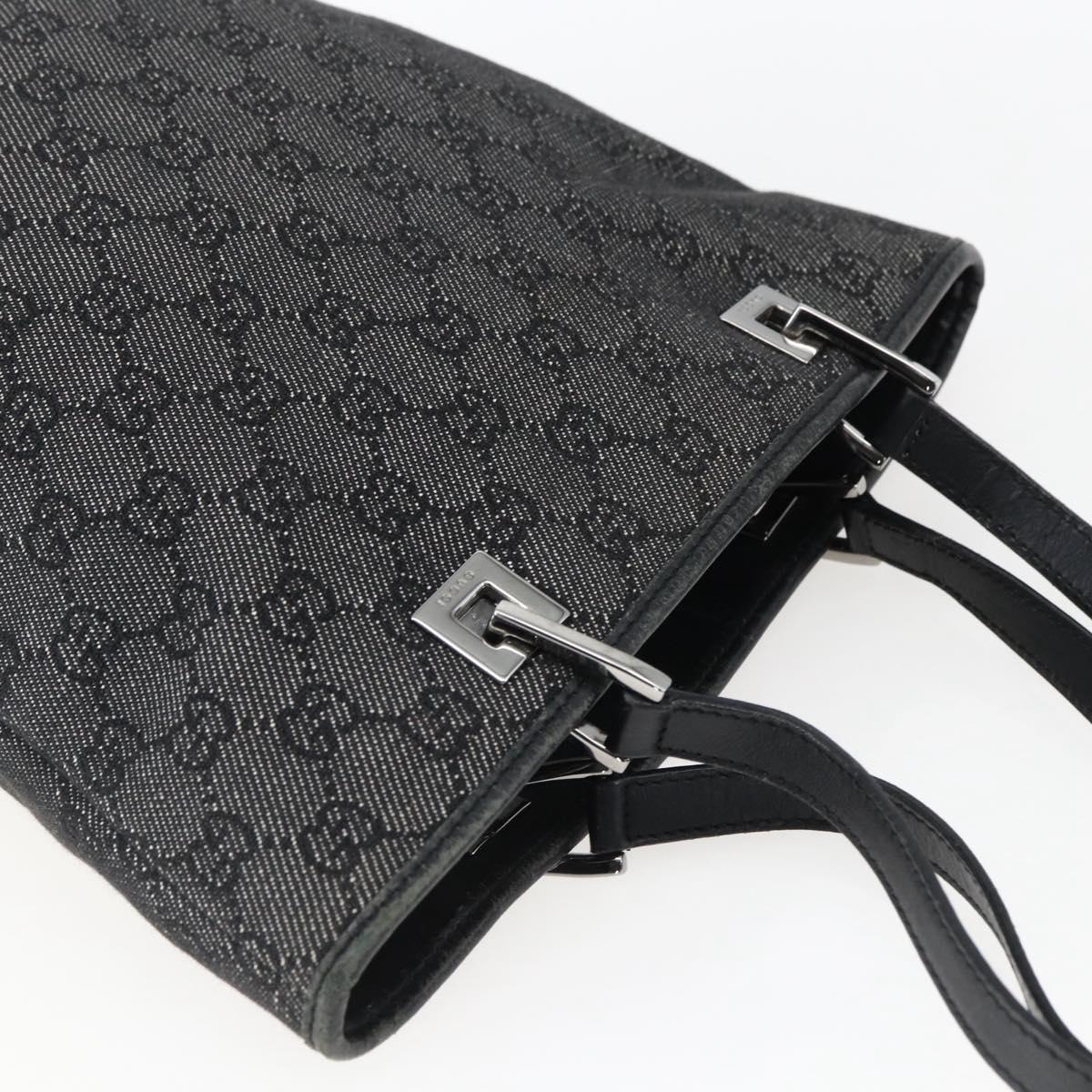 GUCCI GG Canvas Tote Bag Black Silver 31244 Auth 173595